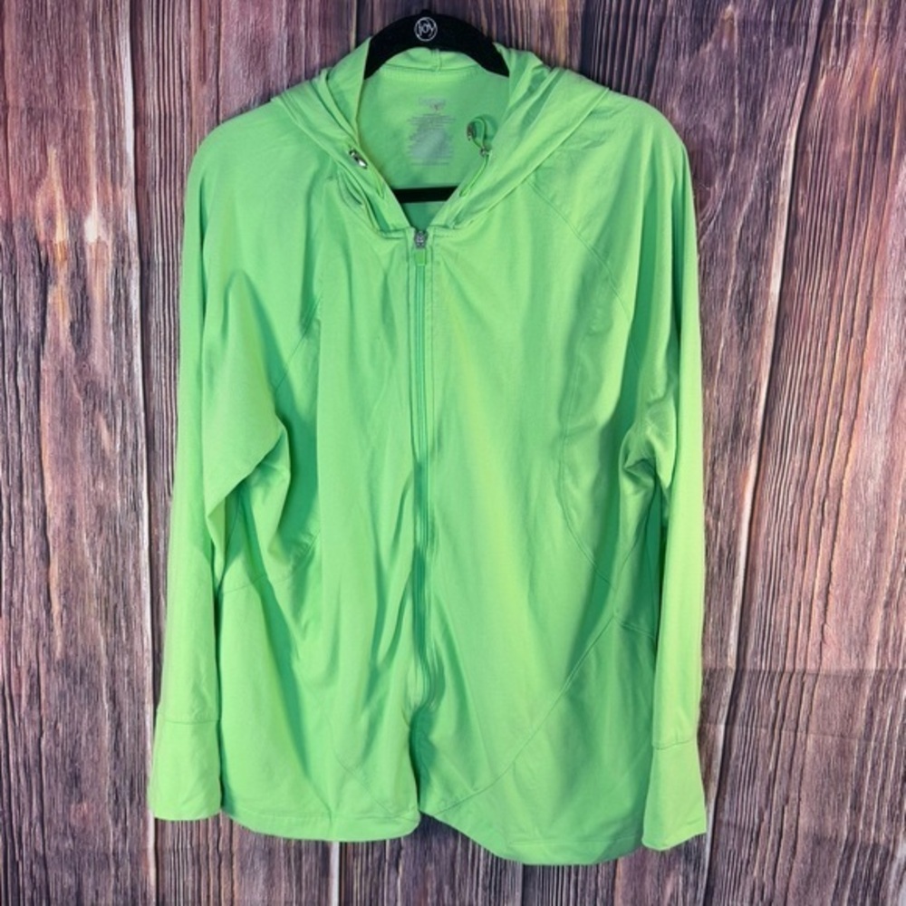 Danskin Bright Green Zip-Up Hoodie Size 3X
